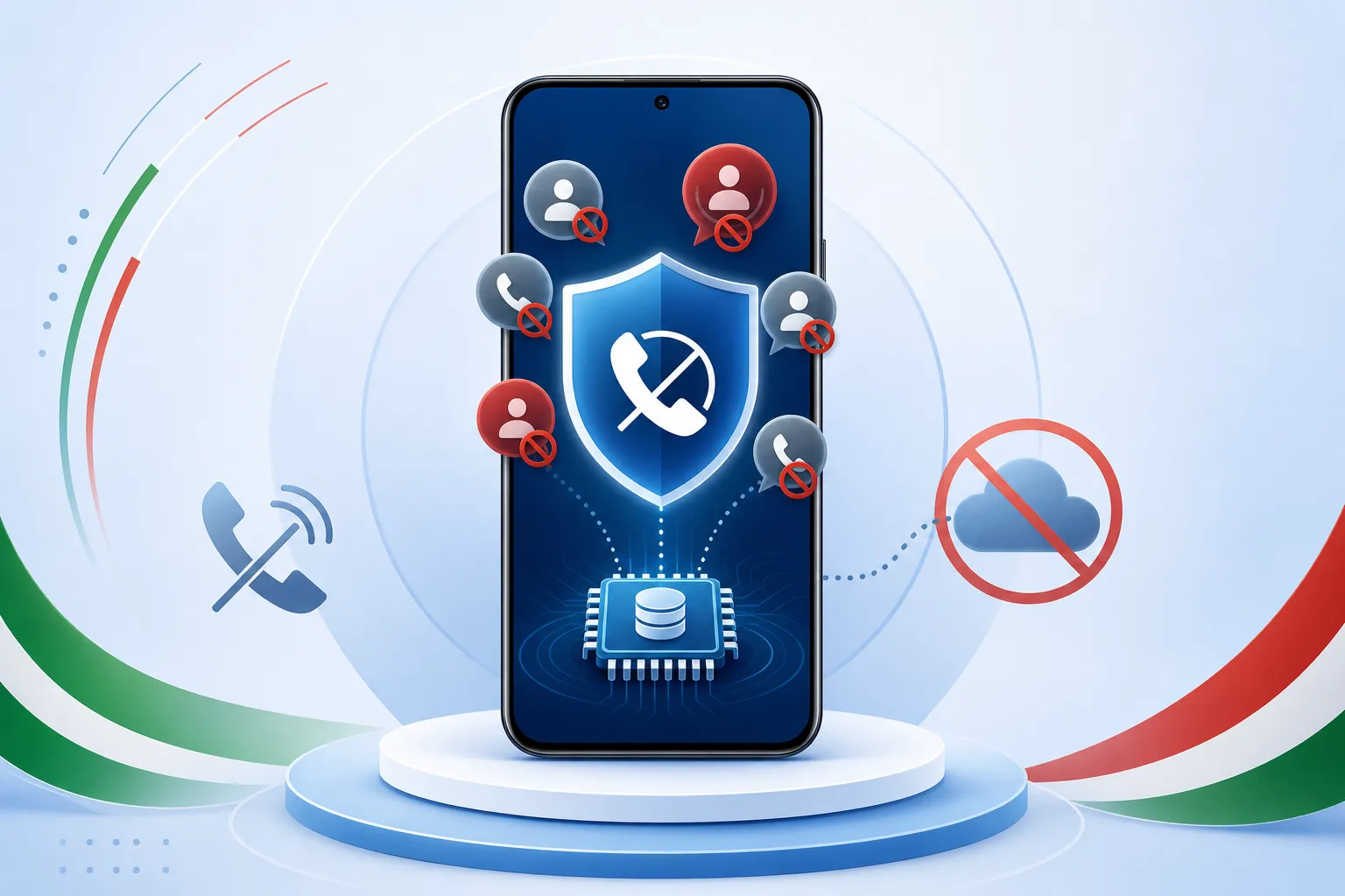 Smartphone Android con chiamata commerciale sospetta bloccata